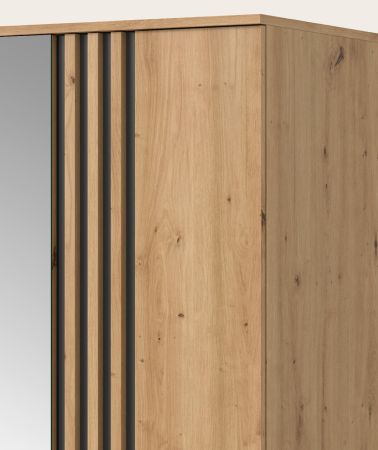 Kleiderschrank Bj�rke in Artisan Eiche und grau Dreht�renschrank mit Spiegel 280 x 192 cm