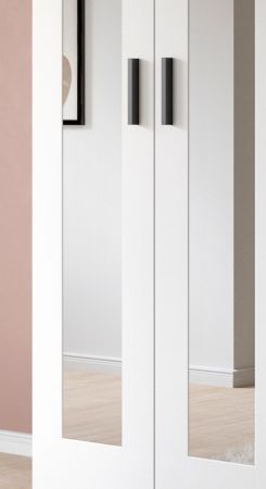 Kleiderschrank Jondal in wei� Dreht�renschrank mit Spiegel 3-t�rig skandinavisch 120 x 194 cm