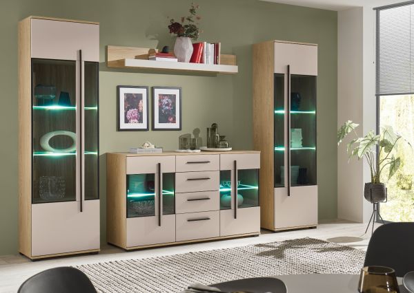 Sideboard Design-D in Kaschmir und Cremona Eiche Kommode 150 cm, mit Soft-Close