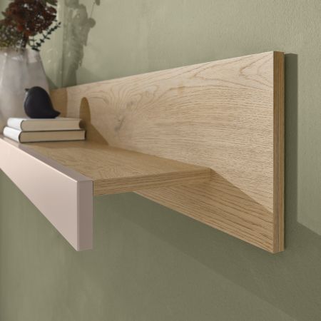 Wohnwand Design-D in Kaschmir und Eiche Wohnkombination Set 4-teilig 340 cm, mit Soft-Close