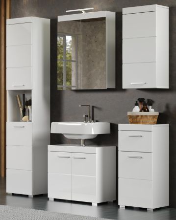 Badezimmer Badm�bel Set Adamo in wei� Hochglanz Badkombination 5-teilig 163 x 190 cm