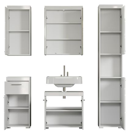 Badezimmer Badm�bel Set Adamo in wei� Hochglanz Badkombination 5-teilig 163 x 190 cm