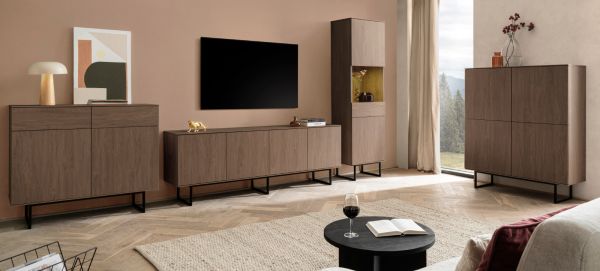 TV-Lowboard Breda in Nussbaum 200 x 70 cm, mit Push-to-Open und Komforth�he