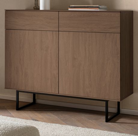 Kommode Breda in Nussbaum 115 x 98 cm mit Push-to-Open-Funktion