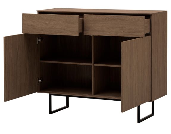 Kommode Breda in Nussbaum 115 x 98 cm mit Push-to-Open-Funktion