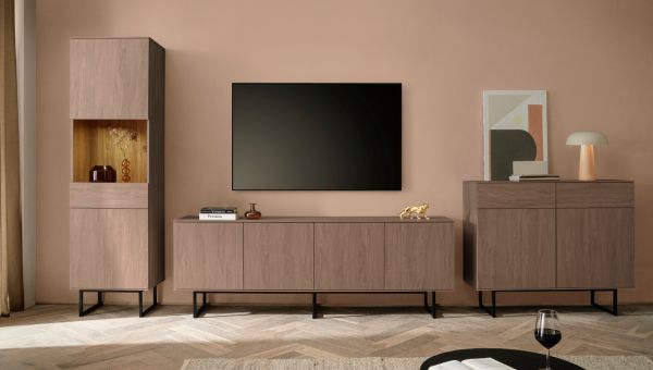 Kommode Breda in Nussbaum 115 x 98 cm mit Push-to-Open-Funktion