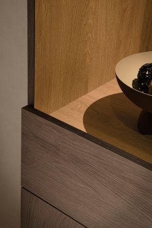 Wohnwand Breda in Nussbaum Wohnkombination 2-teilig 273 cm, mit Push-to-Open