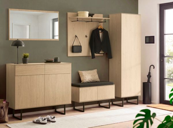 Garderobenpaneel Breda in Stone Eiche Wandgarderobe 90 x 90 cm