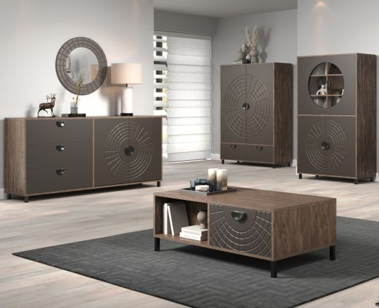 Couchtisch Oriana in Bronze und Rostoptik Beistelltisch 110 cm, Soft-Close