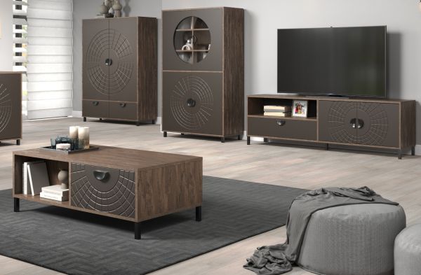 TV-Lowboard Oriana in Bronze und Rostoptik TV Unterteil 183 cm, Soft-Close