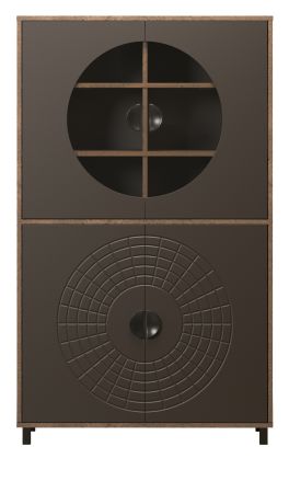 Vitrine Oriana in Bronze und Rostoptik, Highboard 97 x 163 cm mit Soft-Close