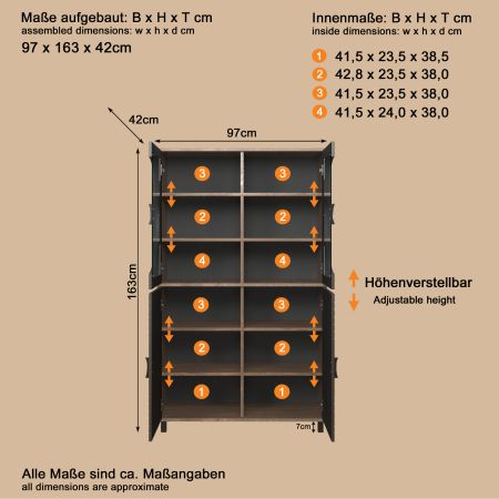 Vitrine Oriana in Bronze und Rostoptik, Highboard 97 x 163 cm mit Soft-Close