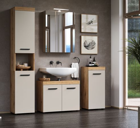 Badezimmer Spiegelschrank Celeste in Kaschmir Badschrank 2-t�rig 60 x 77 cm