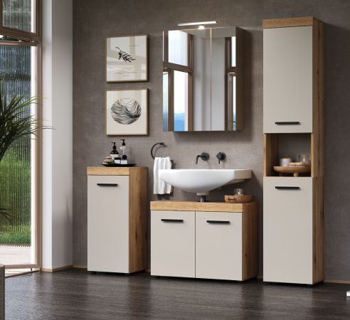 Badm�bel Set 2-teilig Celeste in Kaschmir und Evoke Eiche Badkombination 72 x 184 cm