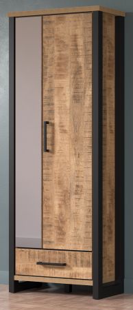 Garderobenschrank Loom in Mango und schwarz Garderobe mit Spiegel 73 x 195 cm