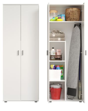 Mehrzweckschrank Purio in wei�, Besen- und Staubsaugerschrank 60 x 176 cm