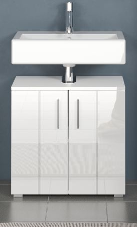 Waschbeckenunterschrank Bianco in wei� Hochglanz,  Badschrank 60 x 58 cm