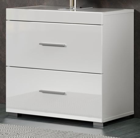 Badezimmer Waschbeckenunterschrank Adamo in wei� Hochglanz Badschrank 60 x 56 cm