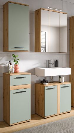 Badm�bel Set 4-teilig Bailey in Salbei und Artisan Eiche Badkombination 112 x 191 cm
