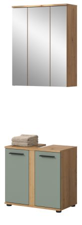 Badm�bel Set 2-teilig Bailey in Salbei und Artisan Eiche Badkombination 60 x 191 cm