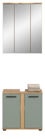 Badm�bel Set 2-teilig Bailey in Salbei und Artisan Eiche Badkombination 60 x 191 cm