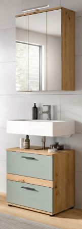 Badm�bel Set 2-teilig Bailey in Salbei und Artisan Eiche Badkombination 60 x 191 cm