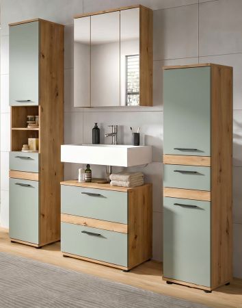 Badm�bel Set 4-teilig Bailey in Salbei und Artisan Eiche, Badkombination 164 x 191 cm