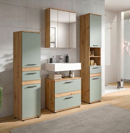 Badm�bel Set 4-teilig Bailey in Salbei und Artisan Eiche, Badkombination 164 x 191 cm