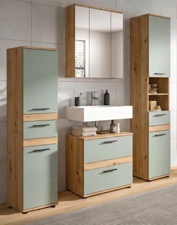 Badm�bel Set 4-teilig Bailey in Salbei und Artisan Eiche, Badkombination 164 x 191 cm