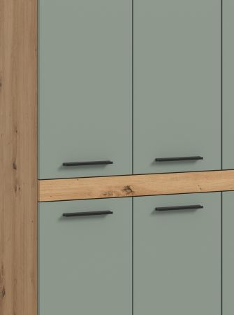 Badezimmer Hochschrank Set Bailey in Salbei und Artisan Eiche Badschrank 153 x 191 cm