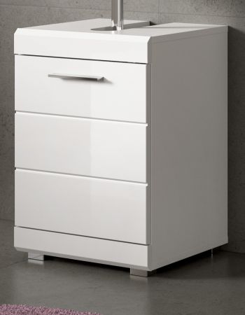 Waschbeckenunterschrank Shawn in wei� Hochglanz Badezimmer Unterschrank 40 cm