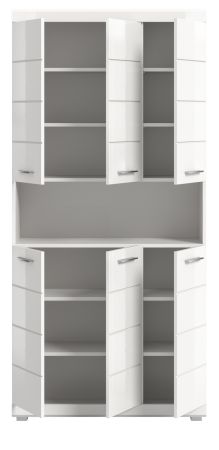 Badezimmer Hochschrank Shawn in wei� Hochglanz Badschrank 90 x 191 cm