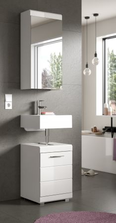 Badezimmer Spiegelschrank Shawn in wei� Hochglanz Badschrank mit Spiegel 40 x 79 cm