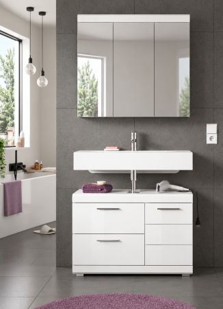 Badm�bel Set 2-teilig Shawn in wei� Hochglanz Badkombination 80 x 191 cm
