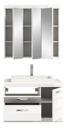 Badm�bel Set 3-teilig Shawn in wei� Hochglanz Badkombination mit Waschbecken 80 x 191 cm