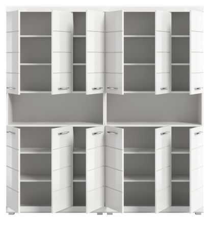 Badezimmer Hochschrank Set Shawn in wei� Hochglanz 2x Mehrzweckschrank 180 x 191 cm