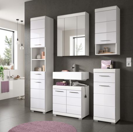 Badm�bel Set 3-teilig Shawn in wei� Hochglanz Badkombination 92 x 200 cm