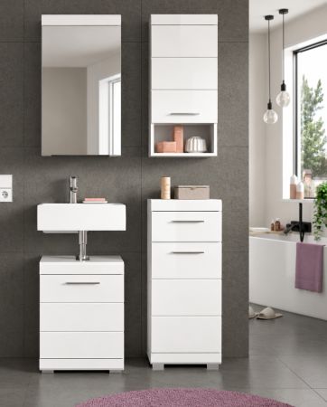 Badm�bel Set 4-teilig Shawn in wei� Hochglanz Badkombination 92 x 191 cm