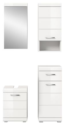 Badm�bel Set 4-teilig Shawn in wei� Hochglanz Badkombination 92 x 191 cm