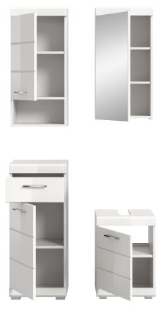 Badm�bel Set 4-teilig Shawn in wei� Hochglanz Badkombination 92 x 191 cm