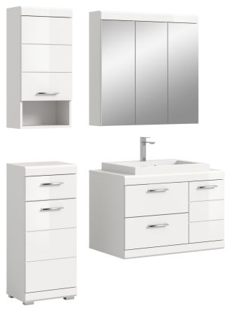 Badm�bel Set 5-teilig Shawn in wei� Hochglanz Badkombination mit Waschbecken 132 x 191 cm