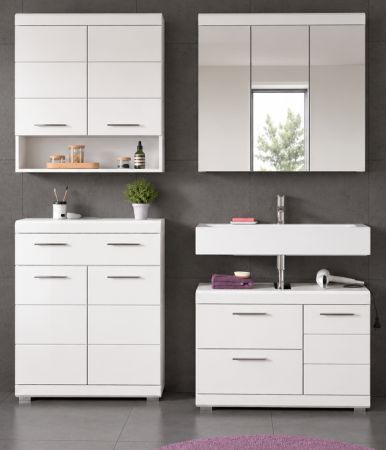 Badm�bel Set 4-teilig Shawn in wei� Hochglanz Badkombination 169 x 191 cm