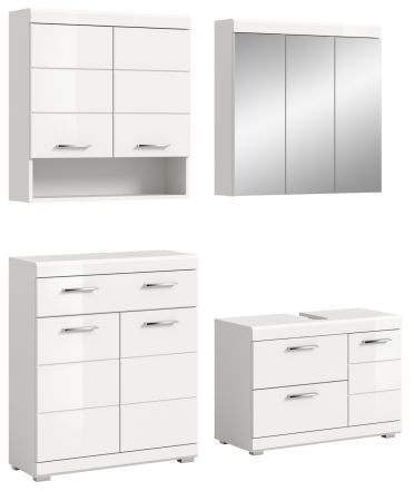 Badm�bel Set 4-teilig Shawn in wei� Hochglanz Badkombination 169 x 191 cm