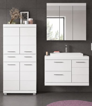 Badm�bel Set 4-teilig Shawn in wei� Hochglanz Badkombination mit Waschbecken 169 x 191 cm