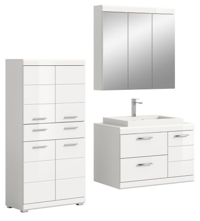 Badm�bel Set 4-teilig Shawn in wei� Hochglanz Badkombination mit Waschbecken 169 x 191 cm