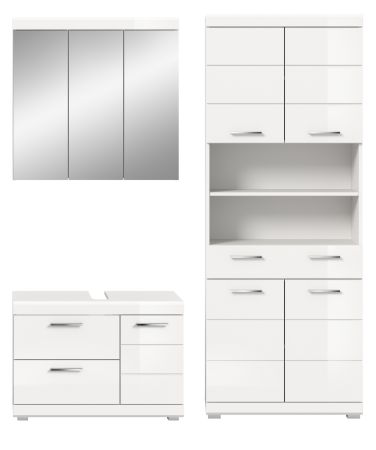 Badm�bel Set 3-teilig Shawn in wei� Hochglanz Badkombination 169 x 191 cm