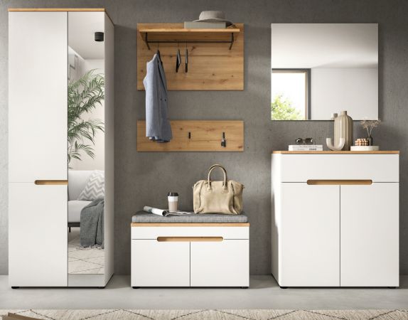 Garderobe Set 6-teilig Cooper in wei� und Artisan Eiche, Komplett-Set mit Soft-Close