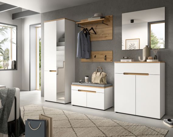 Garderobe Set 6-teilig Cooper in wei� und Artisan Eiche, Komplett-Set mit Soft-Close