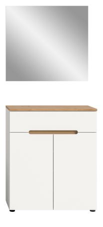 Garderobe Set 2-teilig Cooper in wei� und Artisan Eiche Schuhkommode und Spiegel, Soft-Close