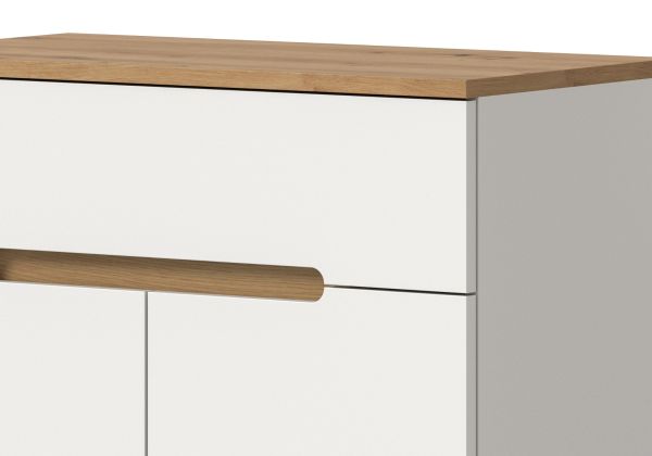 Garderobe Set 7-teilig Cooper in wei� und Artisan Eiche, Komplett-Set mit Sitzkissen und Soft-Close